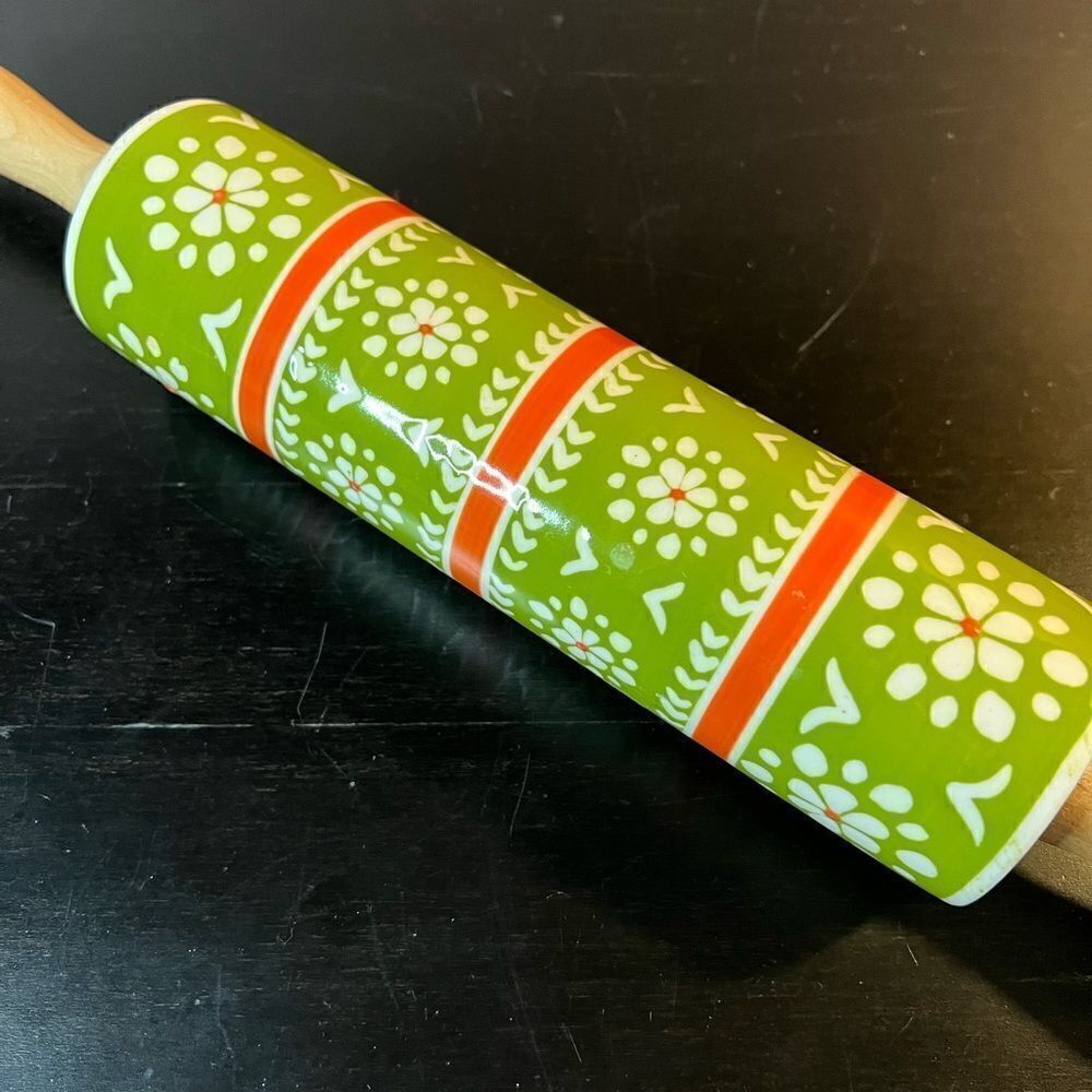 Anthropologie folk art ceramic rolling pin - Picture 2 of 7
